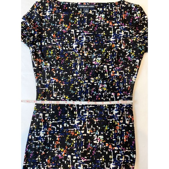 American Living Womens Sheath Dress Abstract Print 3/4 Sleeve Boat Neck Black 2 - Picture 6 of 10